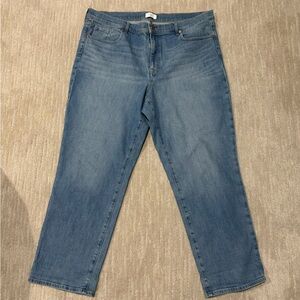 LOFT High Rise boyfriend jeans for women in a medium-wash blue denim Size 16